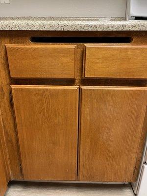 Classic style cabinets with plenty of hiding spots for roaches