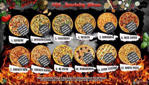 Mi Pizza menu