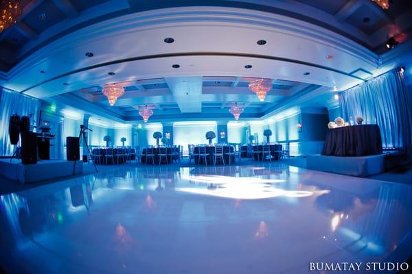 Seamless White Dance Floor with LED strip uplighting