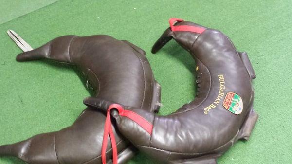 These are called Bulgarian bags, and they make up a big part of the fit quest work out.