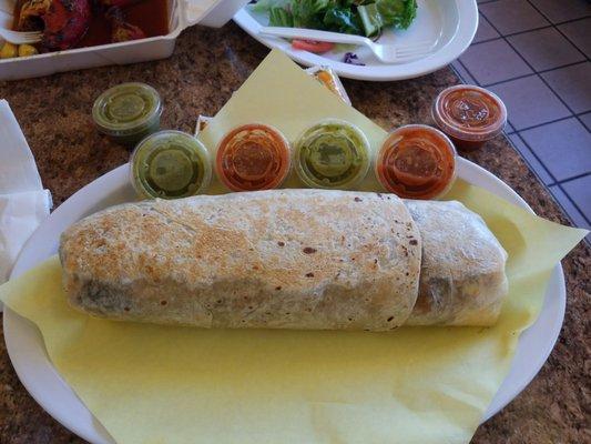 *Not On Menu*  "Mega Combo Burrito"  Ground Beef Patty(s) Refried Beans Lettuce Tomatoes  Extra Cheese Sour Cream Guacamole  Fresh made