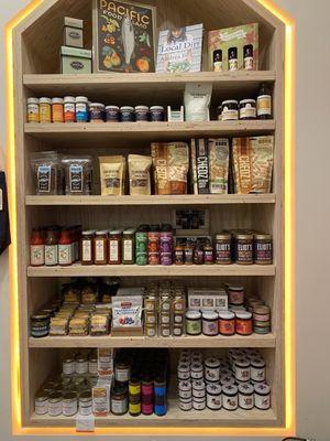 Preserves, spices, seasonings, snacks