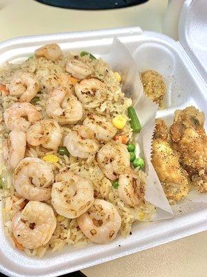 Shrimp Fried Rice with 5 Wings