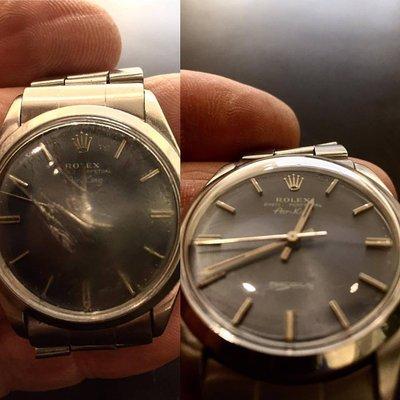 Rolex Air King, replacing the crystal.