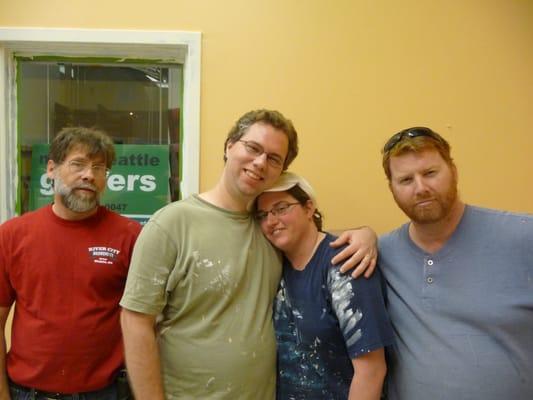 Jeff, Paul, Erin, and Thomas, some of the MSG volunteers who helped repaint and refurbish our club.