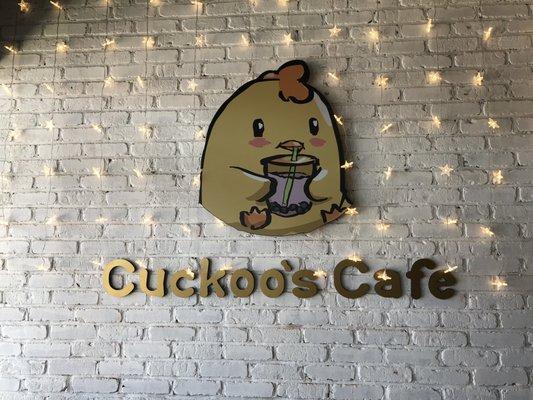 Cuckoo's Cafe sign just inside the entrance.