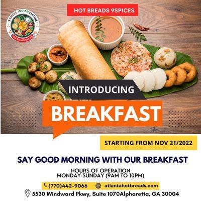 Breakfast serving from 9AM till 10PM