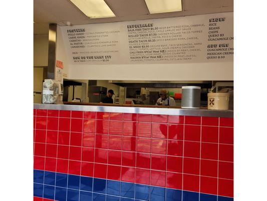 Menu and kitchen/order area