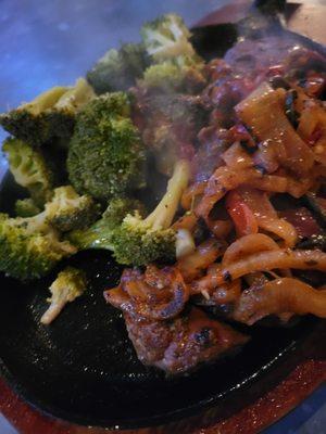 Blackened steak and broccoli