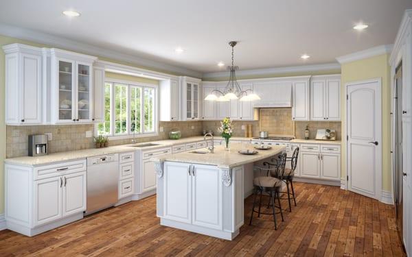 Raised White Kitchen Cabinets - Buy Cabinet DIrect