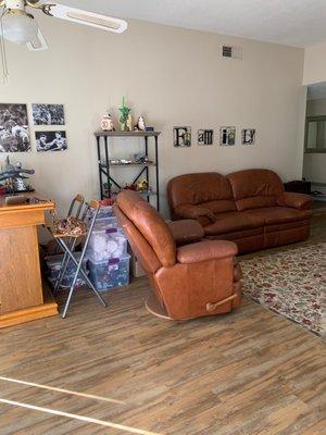 OC DUSTFREE HARDWOOD   Vinyl planks in family room.