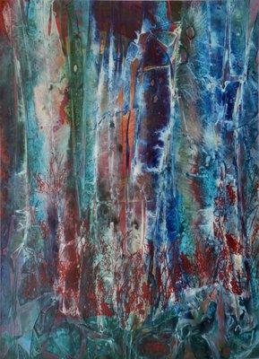 "Submerged Forest" mixed media by Eve Margo Withrow