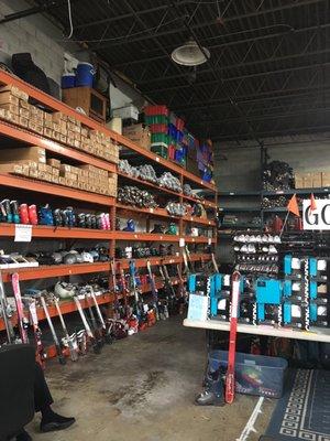 Big selection of ski snowboard and golf equipment.