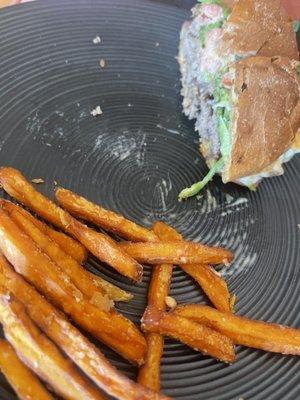 What's left of the Colorado double and yummy sweet potato fries