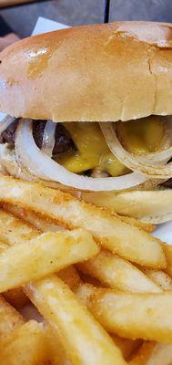 Cheese burger and fries