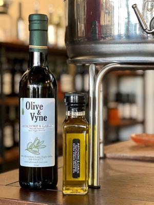 Two sizes of our quality olive oils and balsamic vinegars from which  to choose