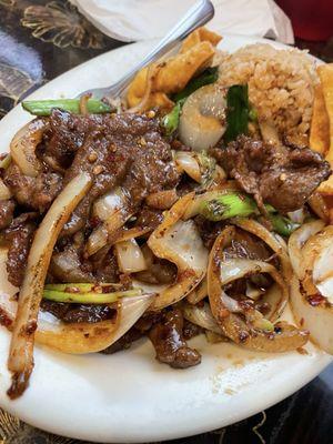 Lunch portion of Mongolian Beef 10.95