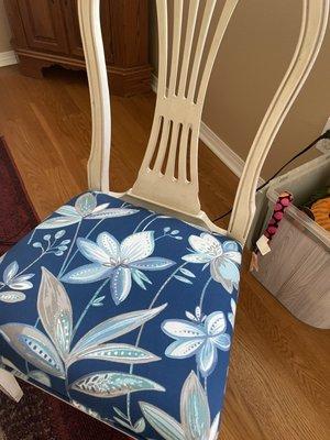 My reupholstered chair. So happy with how this came out! Love the quality of work!