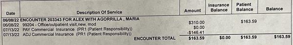 Billing statement