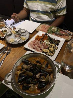 11/25/2022 Happy hour spread, frutti de mare, antipasto, etc.