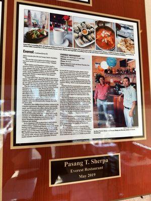 Background of the owners and published review of the restaurant