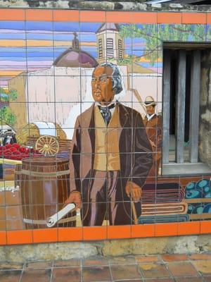 Navarro's image in a mural by San Antonio artist, Jesse Trevino. The mural is visible along the southern wall on Nueva Street.