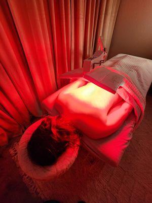 Red Light Therapy during massage with Venus Health & Beauty (Residing at Sea Salt Therapy)