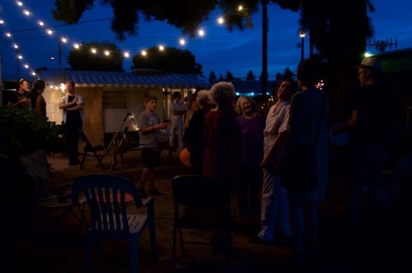 Summertime event under the Doug Fir.