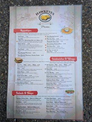 Appetizer, Sandwich & Salad menu.