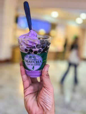 Ube Soft Sundae+ Boba +Kuromitsu Sauce おいしい