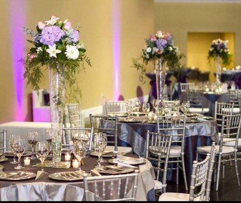 Silver Chiavari Chairs Available and Round Tables (Wedding Event Pictured Above)