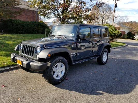 My new Jeep Wrangler. Thanks Larchmont Chrysler Jeep for another great vehicle!!