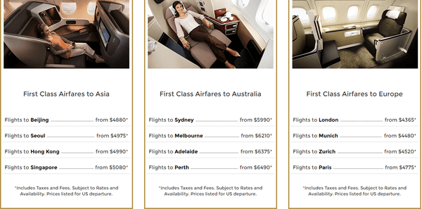 Sample First Class Fares.