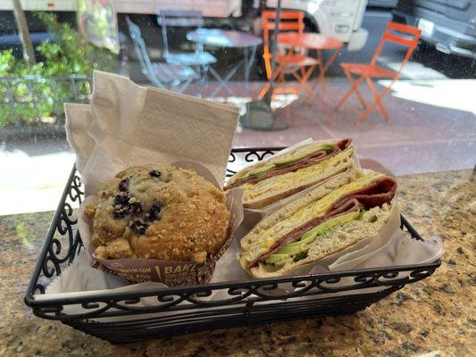 Egg Cheese Breakfast -blueberry muffin