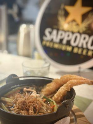 Nabe Udon with Shrimp Tempura