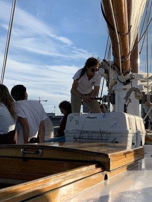 Hoisting The All White Sails The Schooner Adirondack III. In Boston