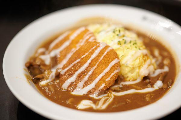 creamy mushroom omelet with vegie croquettes