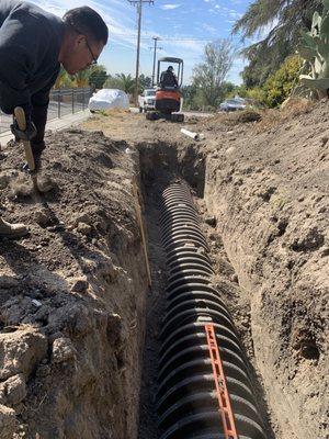 Installation of 50ft infiltrators.