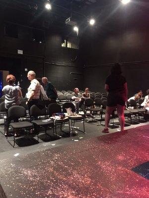 This is for the "Black Box Theatre."  Another interior shot. Seating. 58 seats. No slants. Super close to the stage.