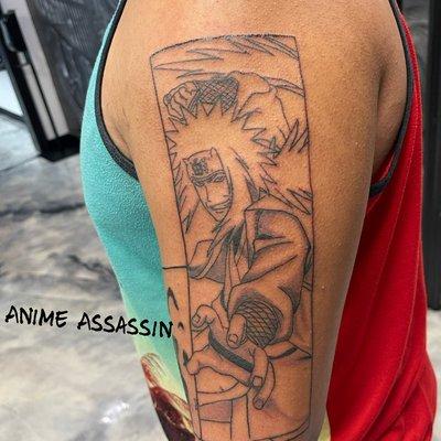 Another fun half sleeve anime tattoo I started, I specialize in Anime, Cartoon and video game tattoos