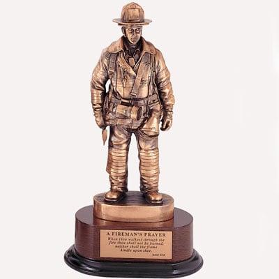 Firefighter Resin Statue with Engraving Plate