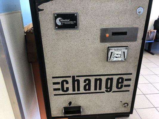 Change machine (dollar bills to quarters), unfortunately it doesn't allow for credit/debit cards. Highest it would allow is 5$. (3/19/2018)