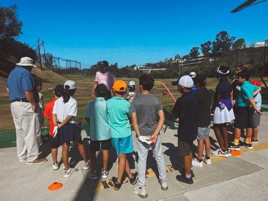 Jacob leading a PGA Junior golf lessons available at Sorrento Canyon Golf Center. Kids Golf lessons available!