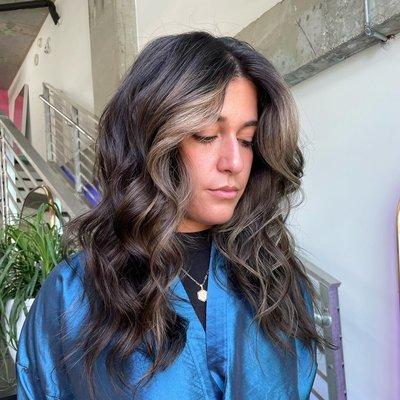 Brunette with warm balayage around face