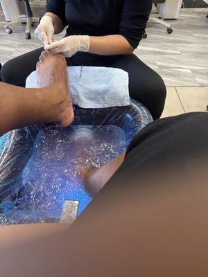 Getting a pedicure