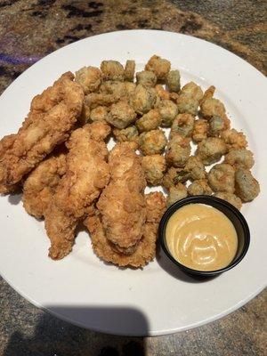 Chicken tenders and okra