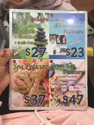 Different pedicures offered, my fave is the special pedicure :)