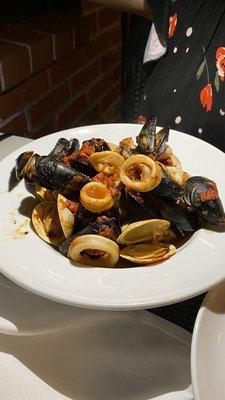 Clams, Mussels & Calamari Fra Diavolo**