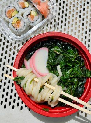 Udon combo with salmon avocado roll