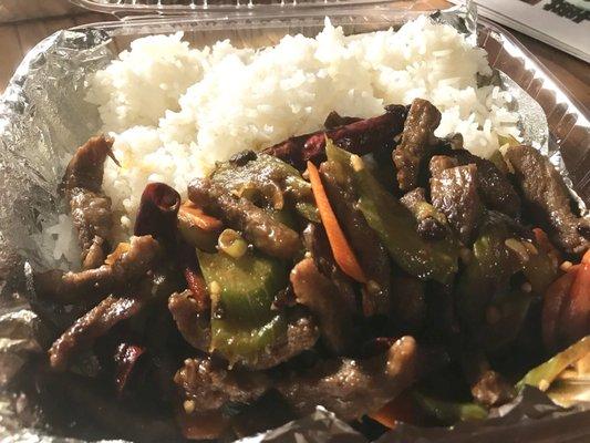 Spicy sauteed beef: $10